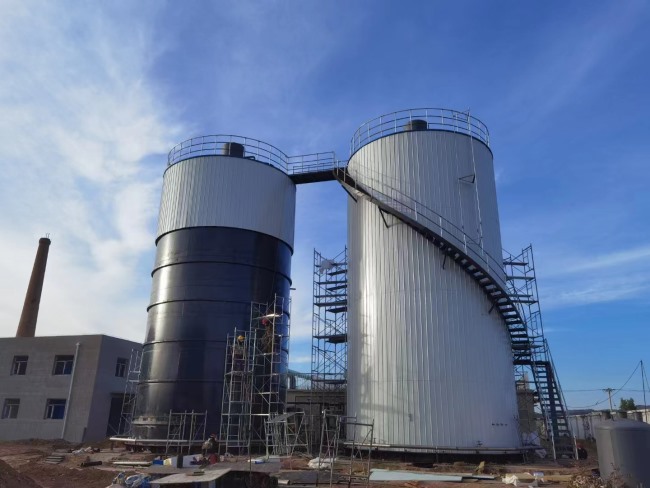 红薯淀粉厂污水处理施工现场 厌氧反应器